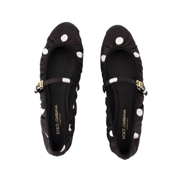 Dolce Gabbana Polka Dot Ballerinas Mary Jane Flats Women Black | Black - Picture 4 of 4